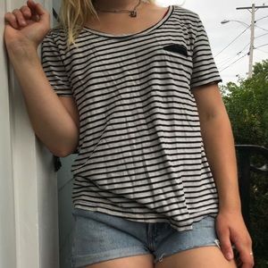 UO black & white striped pocket tee